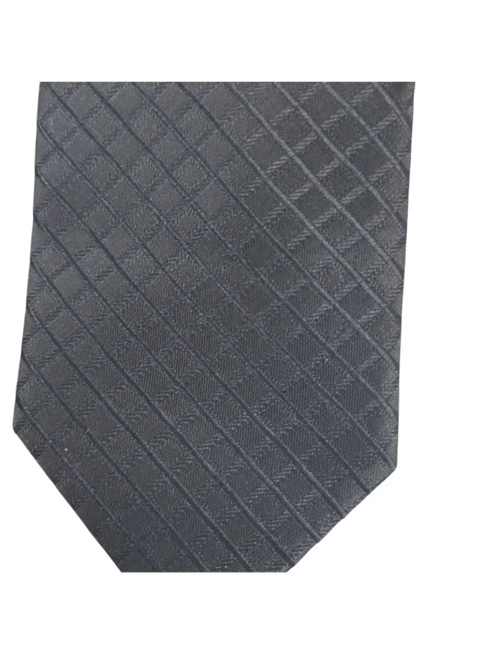 Bill Blass Essentials Tie Hanky & Tie Bar Set Black With Subtle Check Pattern